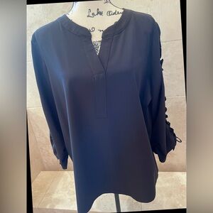 Chico’s Black Women's Top with Ruffle Trim Sleeve